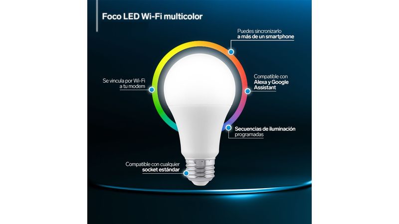 Foco LED RGB controlado por Wi-Fi, luz fría de 10W
