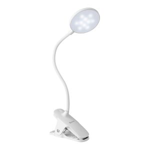 Lámpara LED con batería recargable, cuello flexible y pinza