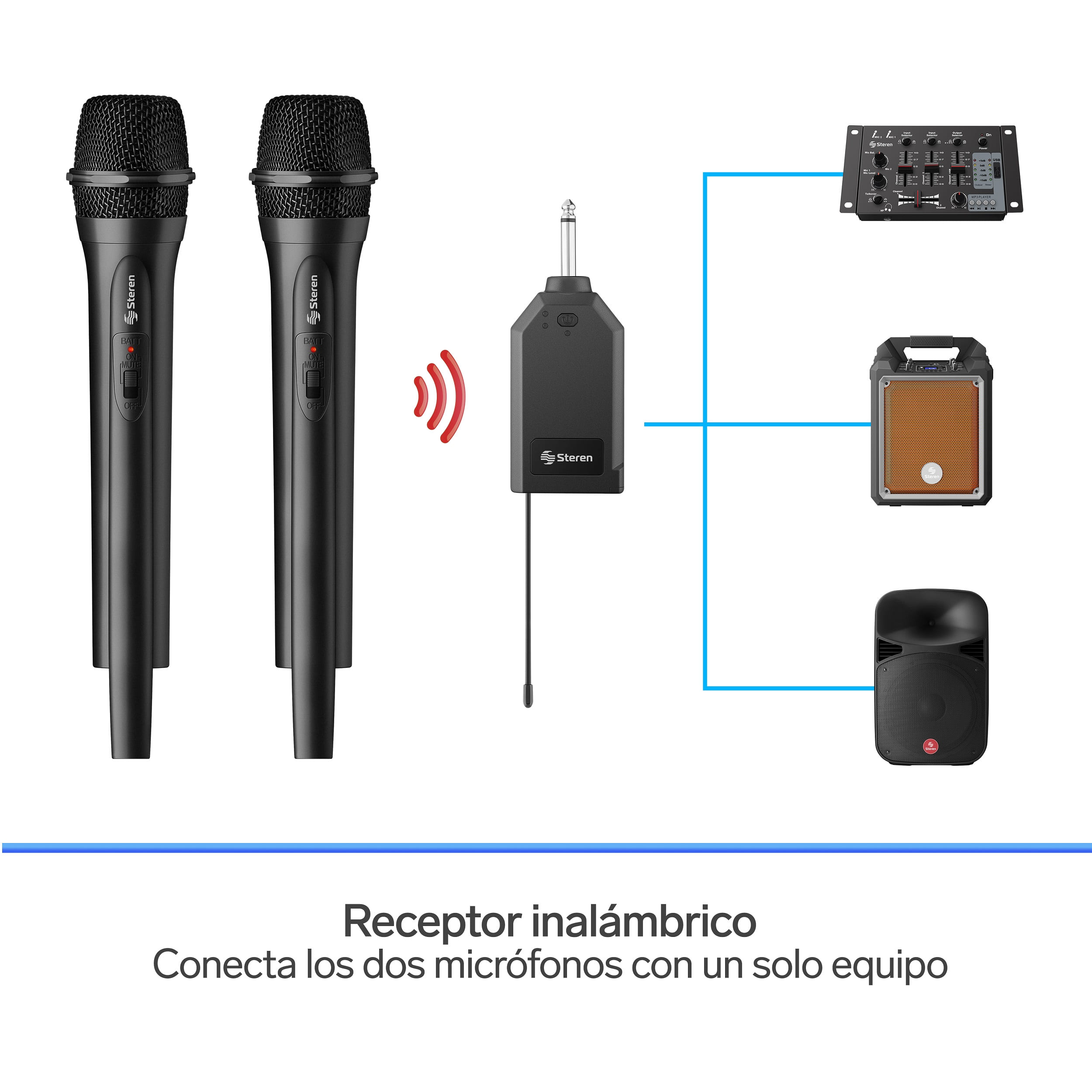2 Microfonos Inalambricos Mic-288 Steren MIC-288