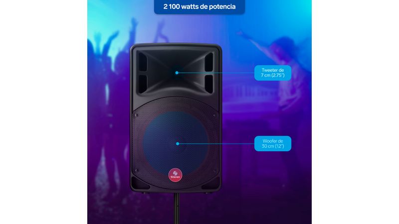 Parlante Amplificado de 12 2,100 W PMPO profesional Bluetooth