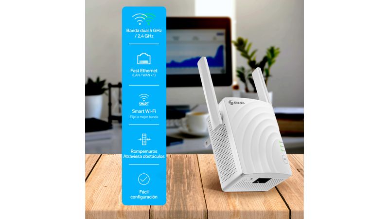 Repetidor Wi-Fi 300 Mbps 2,4 GHz, hasta 17 m de cobertu