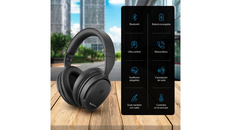 Audífonos Bluetooth con cancelación de ruido, negros